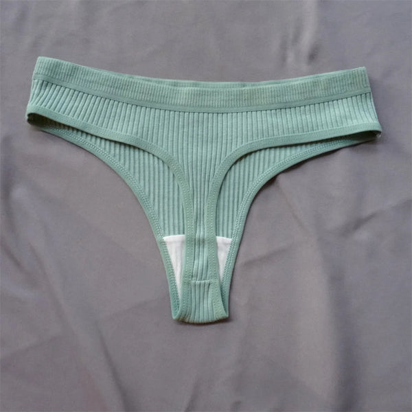 Mirelle Ribbed Cotton Thong Pack Lingerie 3-piece