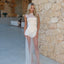 Araceli Lace Stand-Collar Ruffle Sheer Tulle Maxi Dress