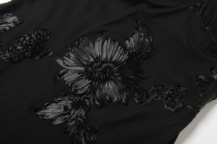 Isabella Spaghetti Strap Floral Embroidered Bodycon Maxi Dress