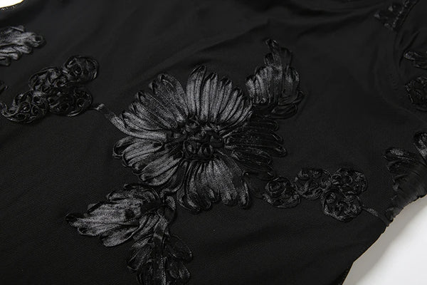 Isabella Spaghetti Strap Floral Embroidered Bodycon Maxi Dress