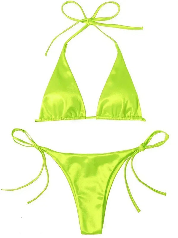 Valentina Metallic Wrap Halter Bikini Two-piece