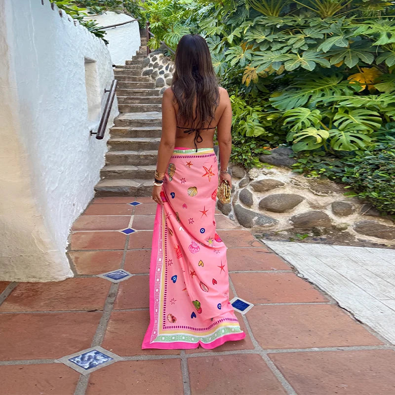 Romy Floral Satin Maxi Skirt One-piece