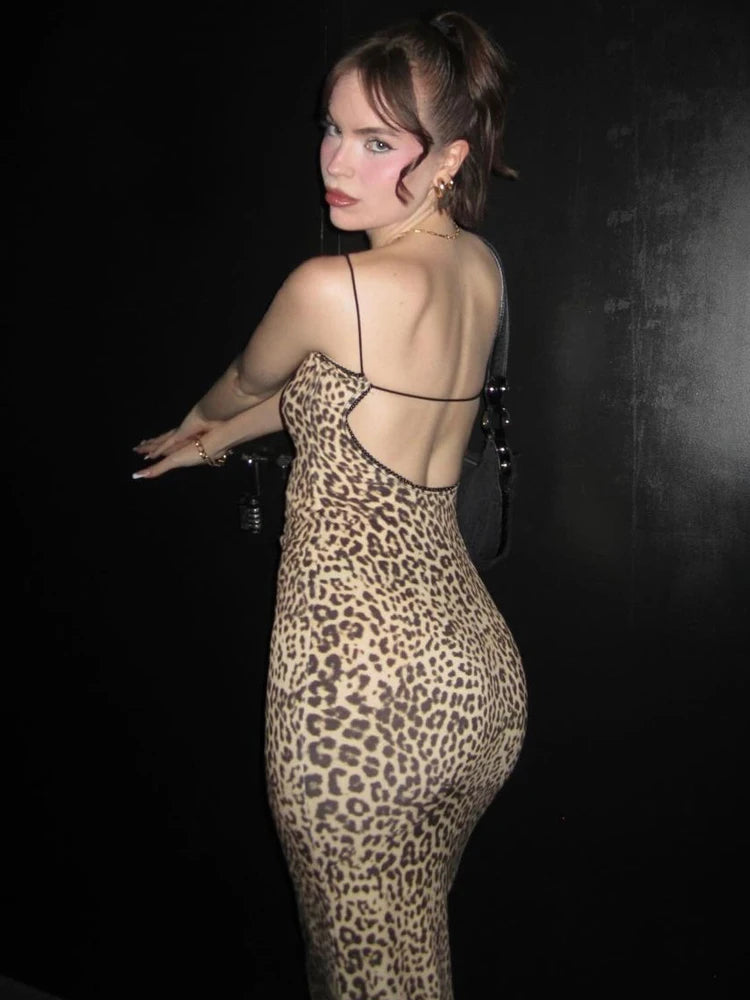 Mila Leopard Cami Bodycon Midi Dress
