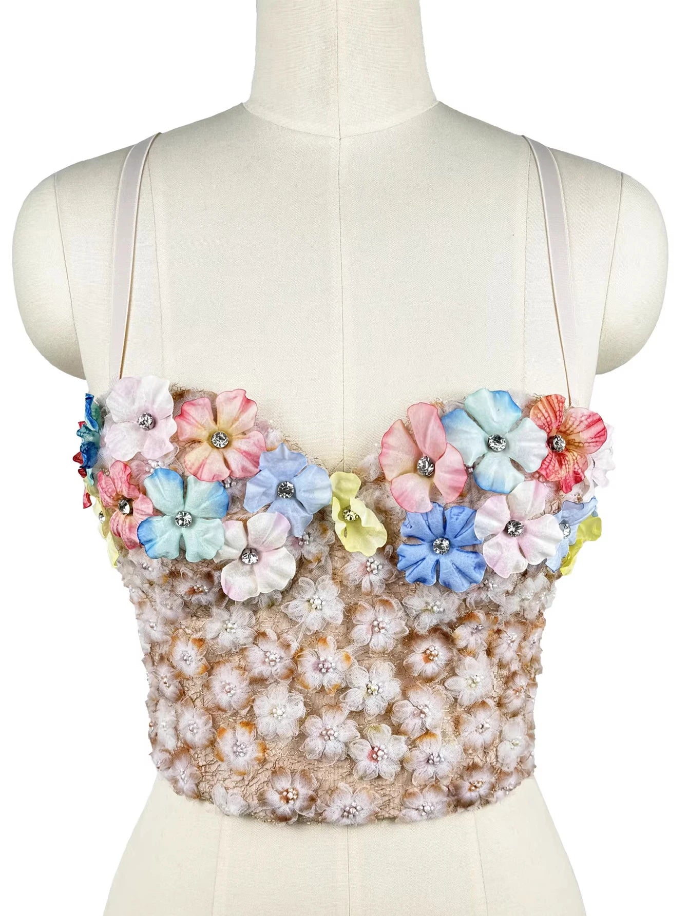 Sexy floral rhinestone corset tanks top women summer club party tops for woman clothing black halter crop top fashion streetwear