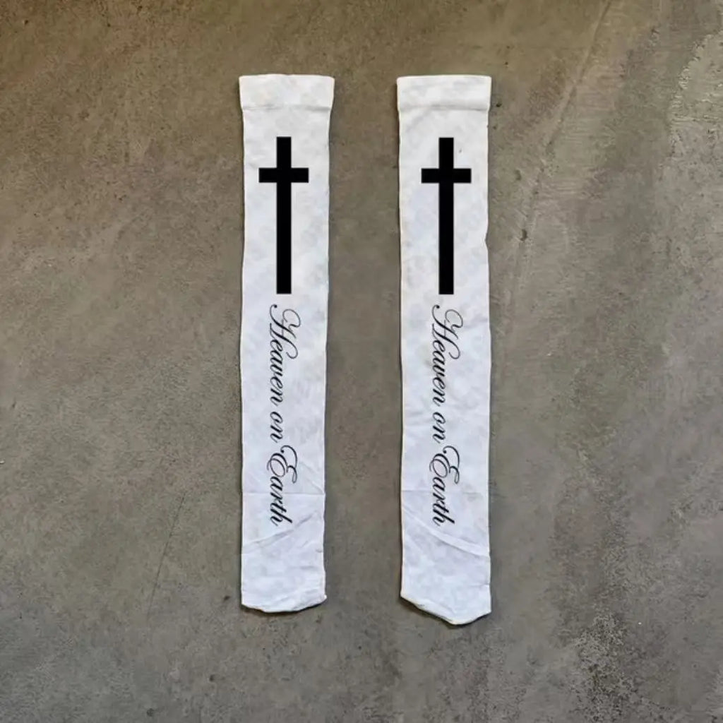 Rebel Mixed-Graphic Thigh-High Socks