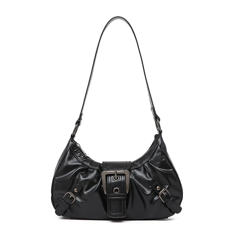 Y2K Retro Pleated Hobo Shoulder Bag for Women Hot Selling Maillard Style Underarm Bag Clutch Handbags for Travel Work Shopping