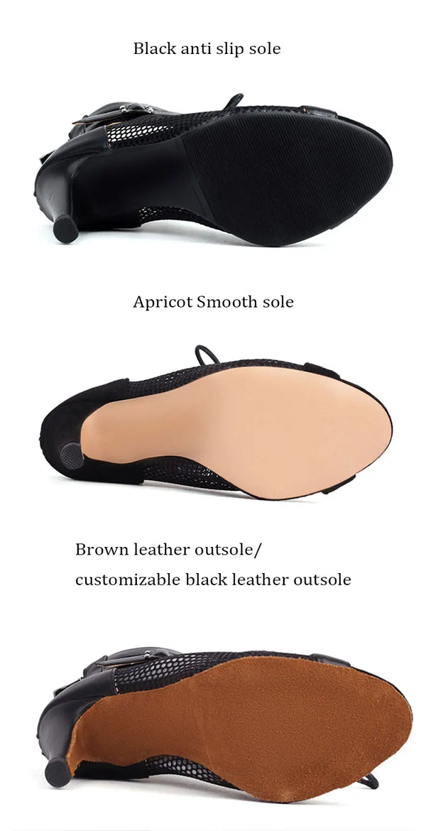 Ondine Lace-Up Cut-Out Peep-Toe Ballroom Dance Boots