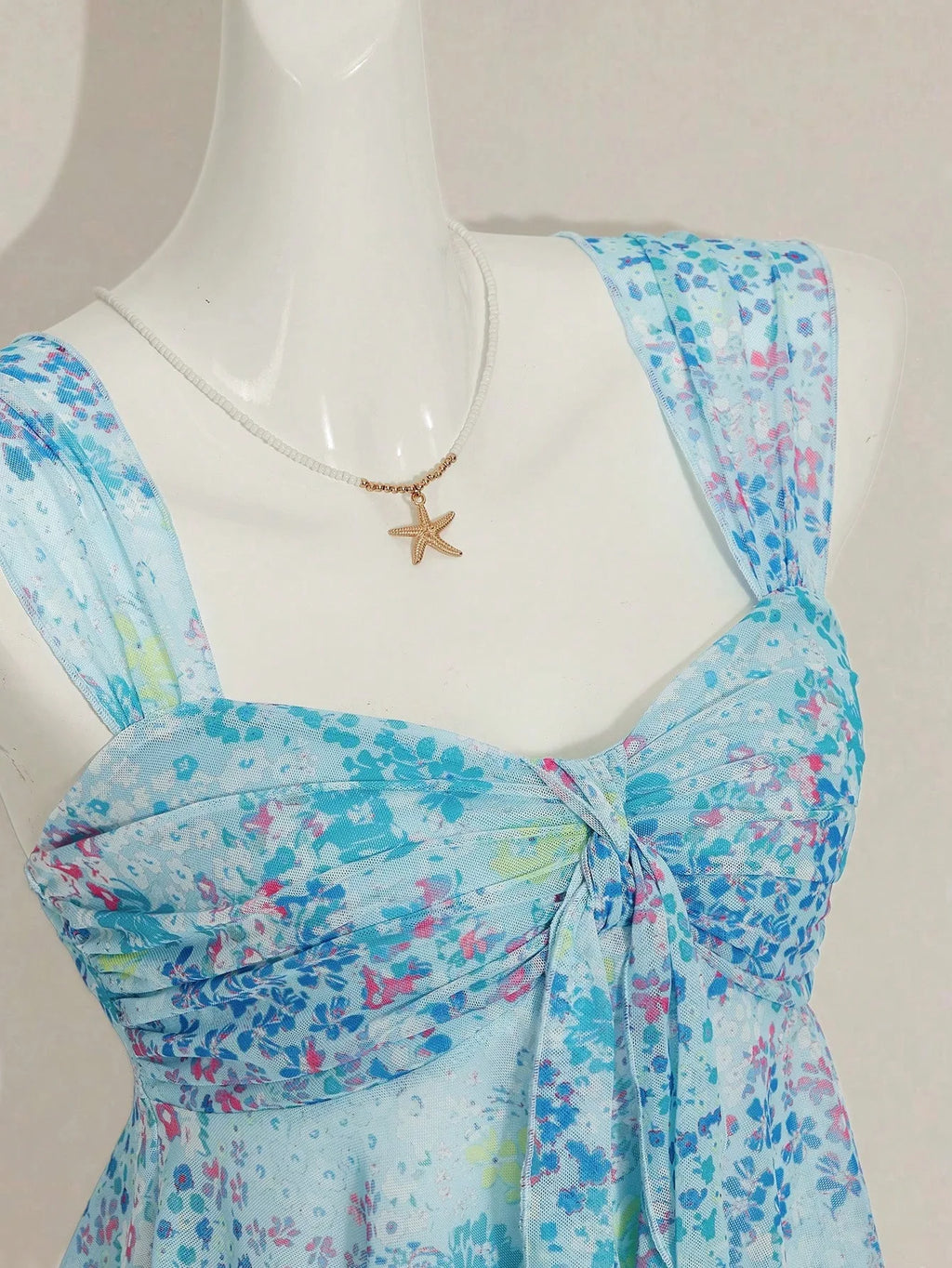 Poppy V-Neck Bow Sheer Camisole Crop Top One-piece