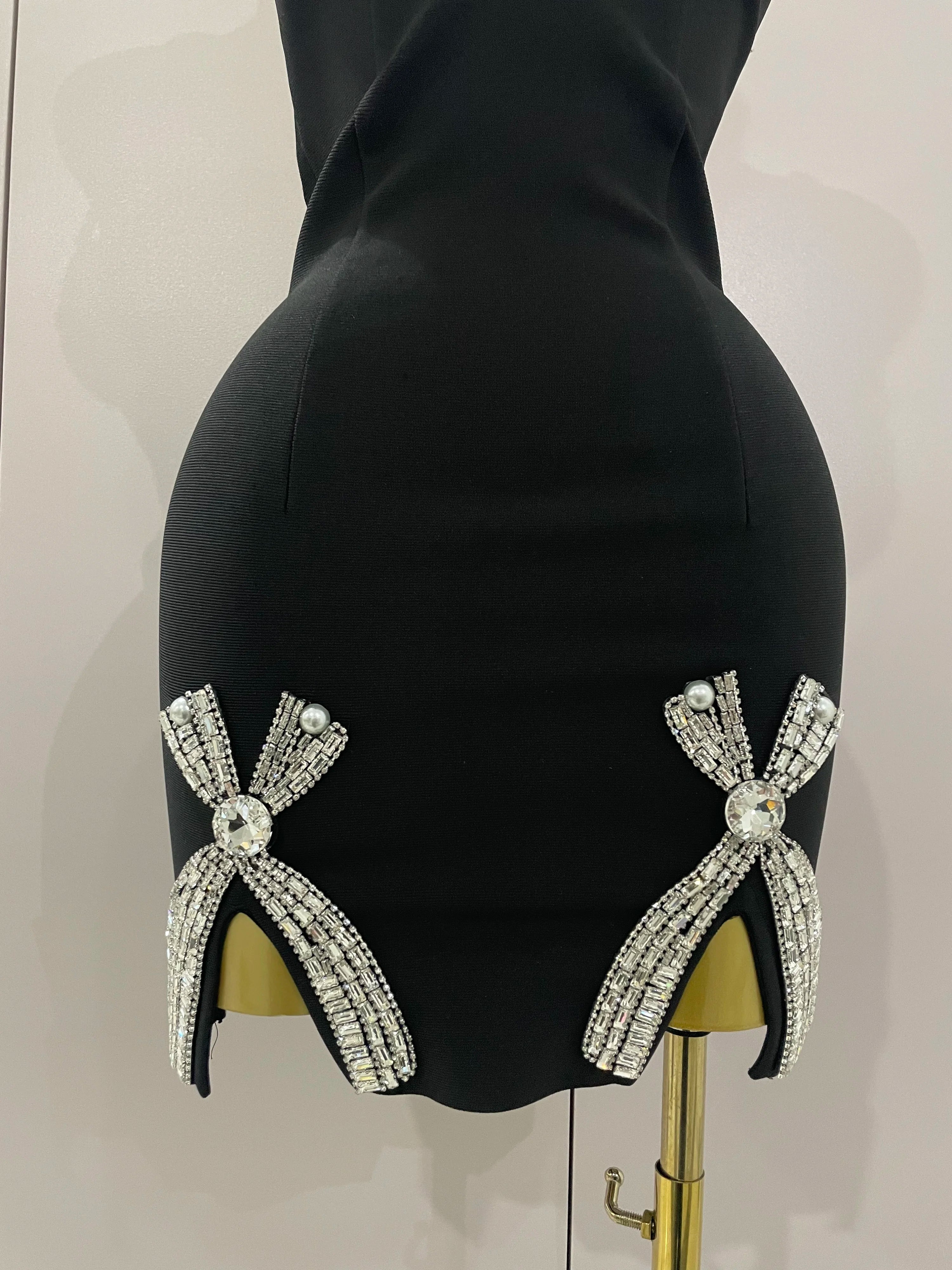 Xanthe Beaded V-Neck Bandage Mini Dress