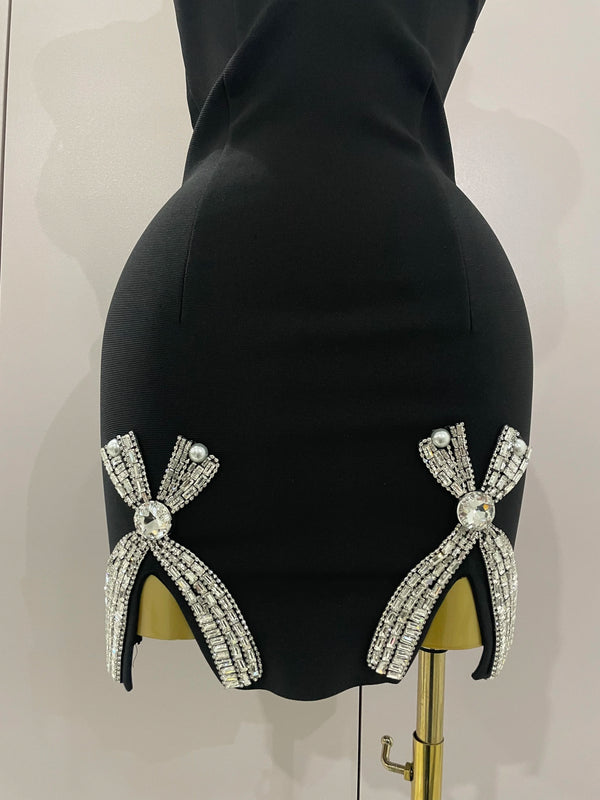 Xanthe Beaded V-Neck Bandage Mini Dress