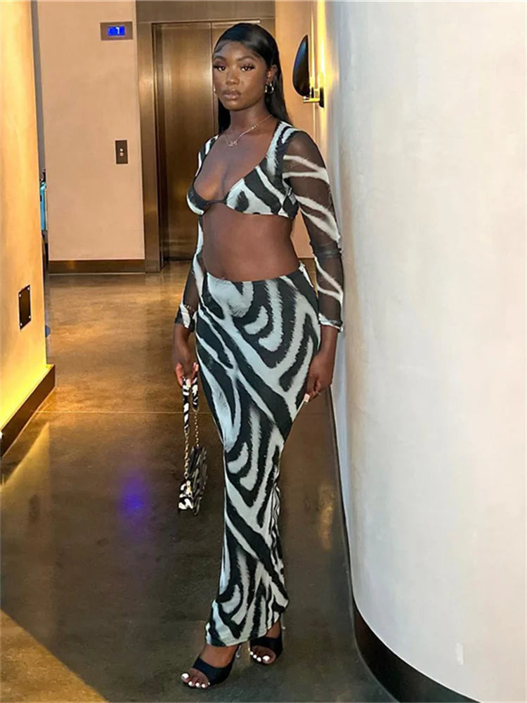 Isabeau Printed Maxi Skirt Set Two-piece