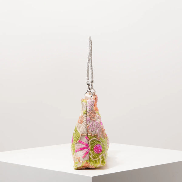Florentina Floral Sequin Embroidered Half-Moon Shoulder Bag