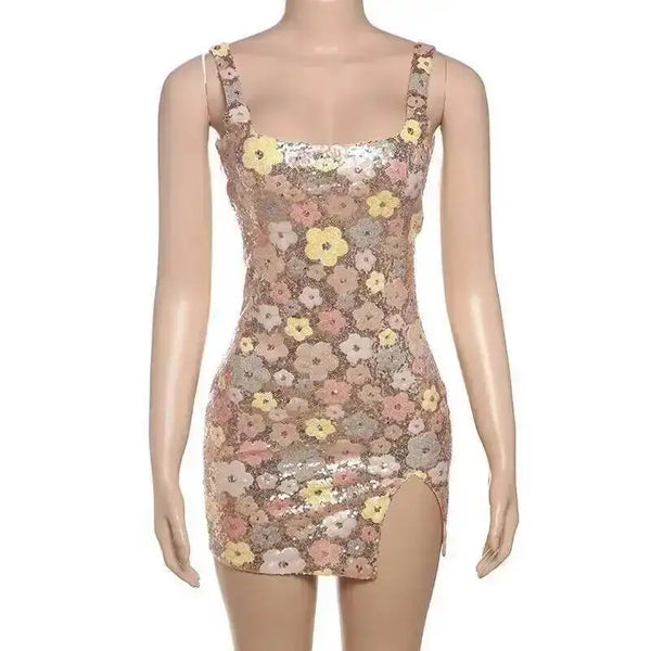 Townlike Floral Sequin bodycon mini dress
