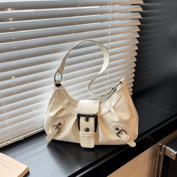Y2K Retro Pleated Hobo Shoulder Bag for Women Hot Selling Maillard Style Underarm Bag Clutch Handbags for Travel Work Shopping
