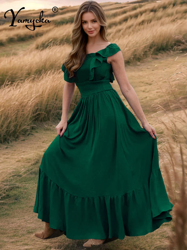 Calliope Ruffled Backless A-Line Maxi Dress