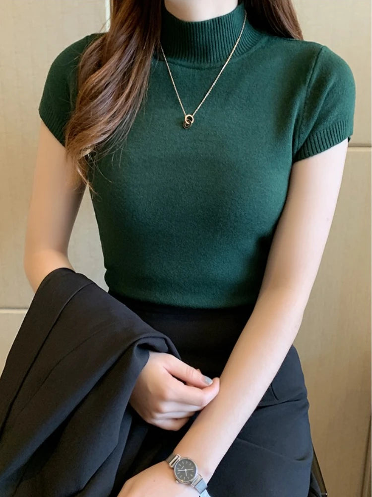 Aveline Mock-Neck Short-Sleeve Tee