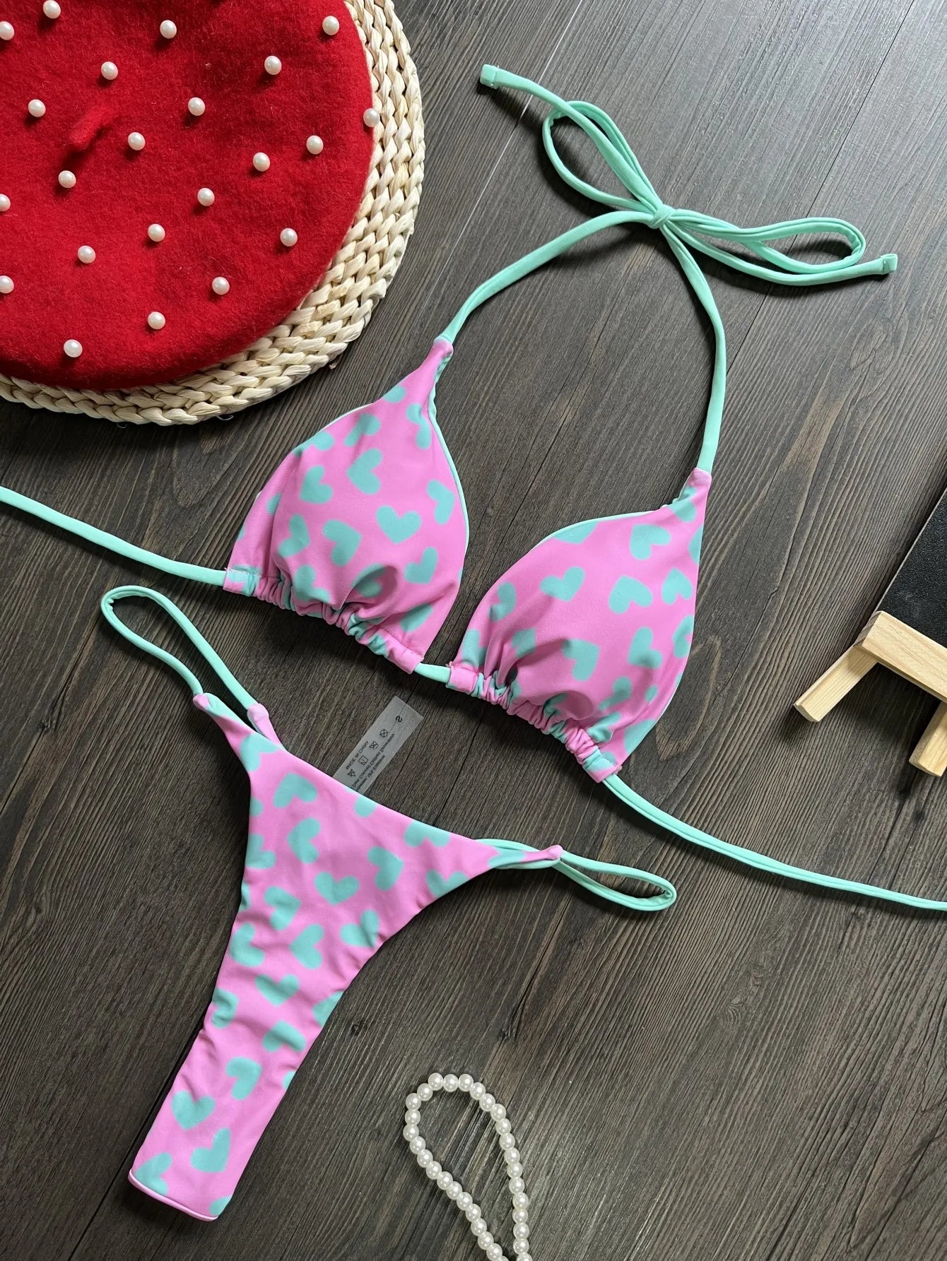 Amora Love-Print Backless Bikini Two-piece