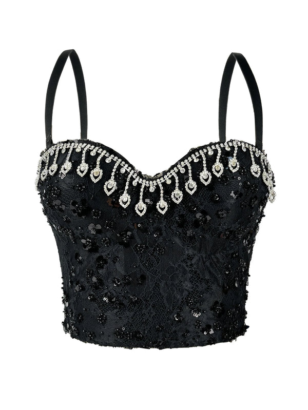 Sexy white rhinestone corset crop top women summer club party tops for woman clothing halter tank top cropped hotwife streetwear