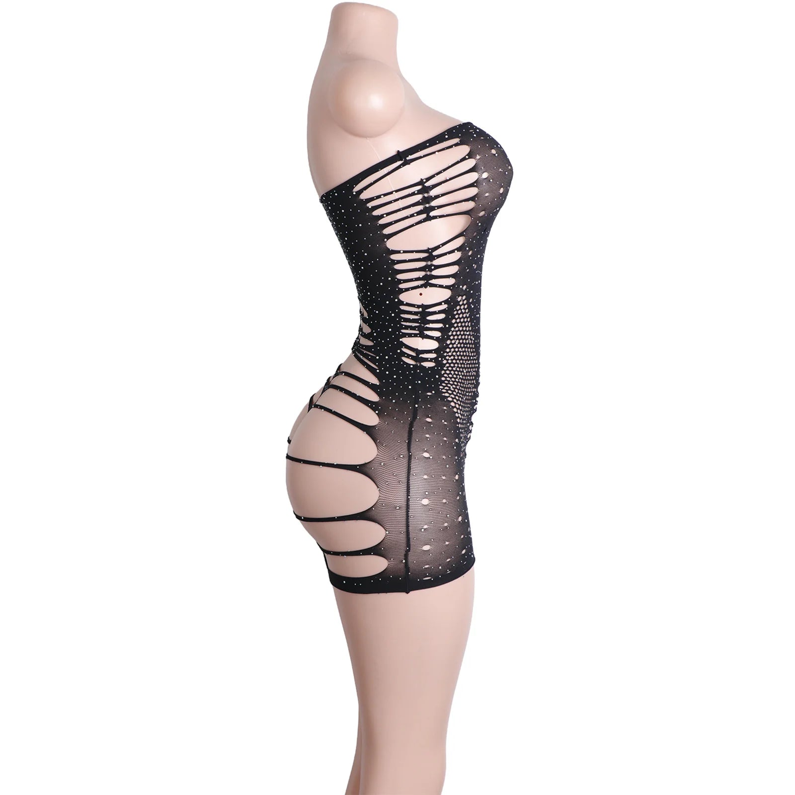 Midnight Mirage Fishnet Rhinestone Lingerie