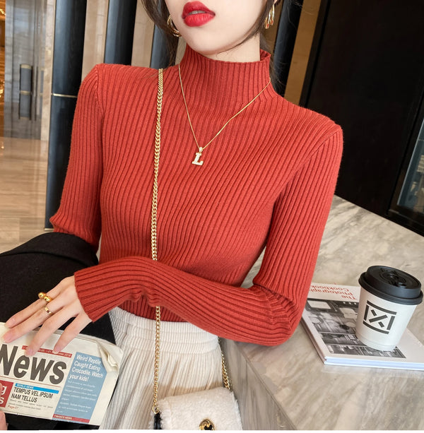 Clementina Slim Twist-Rib Knit Turtleneck Sweater One-piece