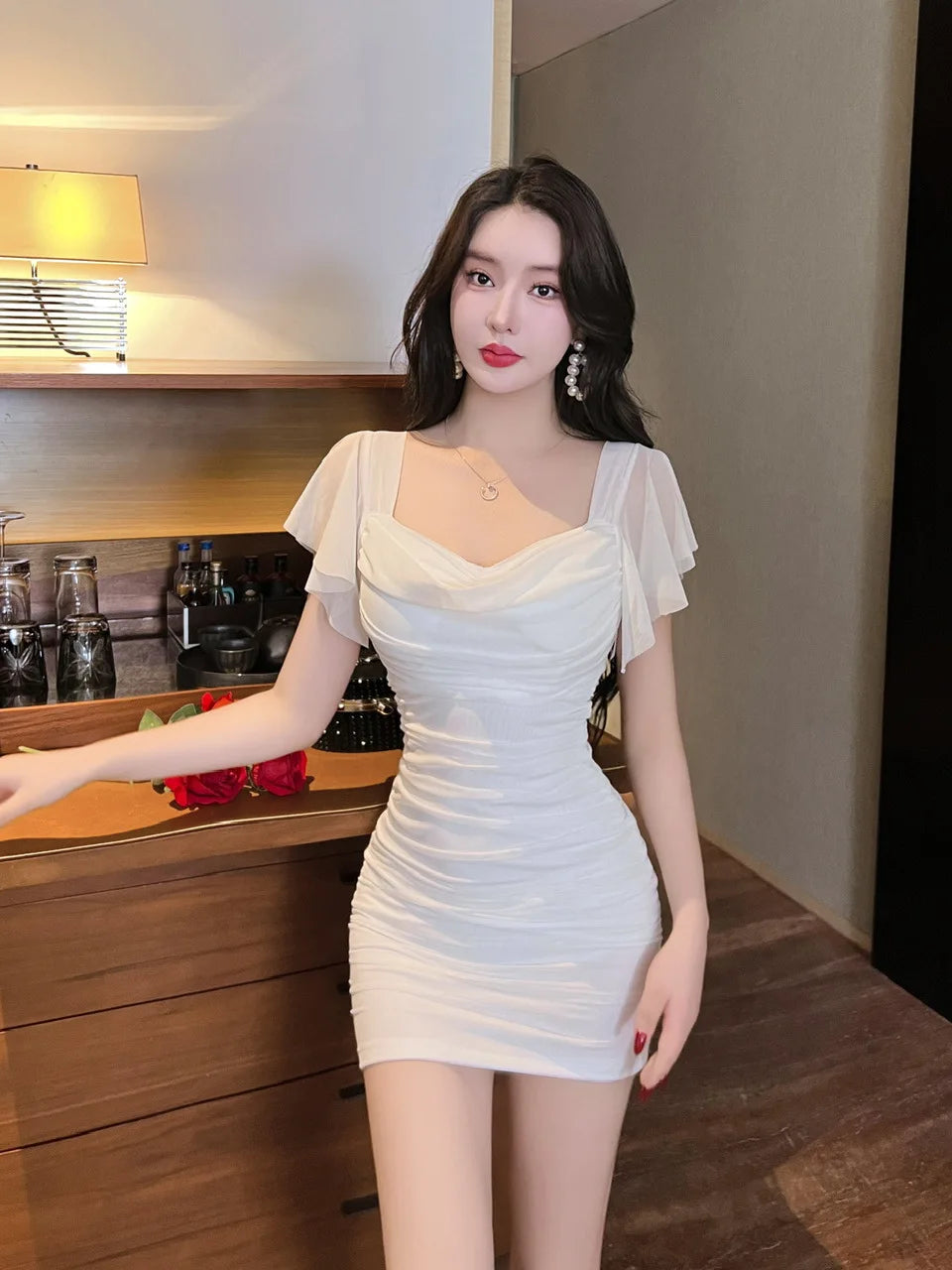 Mireya Mesh Halter Straight Mini Dress
