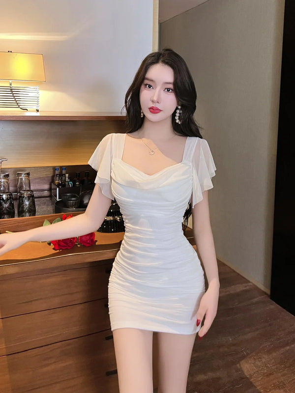 Mireya Mesh Halter Straight Mini Dress