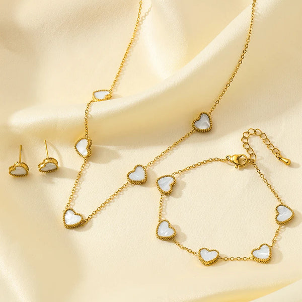 Amora White Heart Stainless-Steel Jewelry Collection