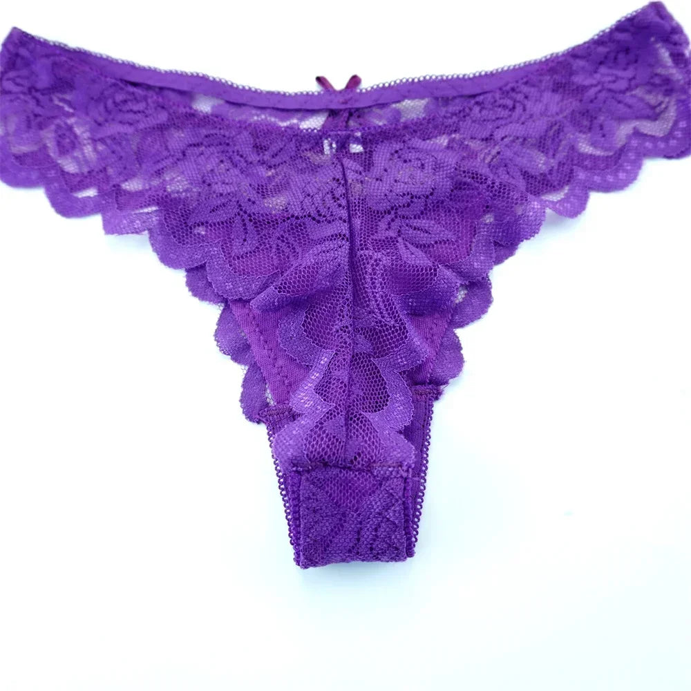 Violetta Sheer Lace G-String Panty Pack Lingerie 3-piece