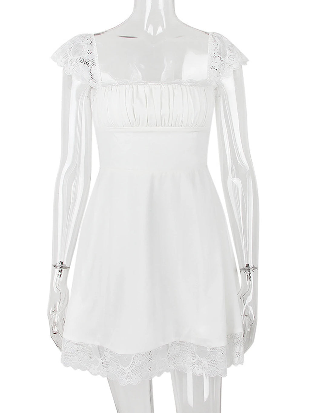 Annora Lace-Trim Backless A-Line Mini Dress