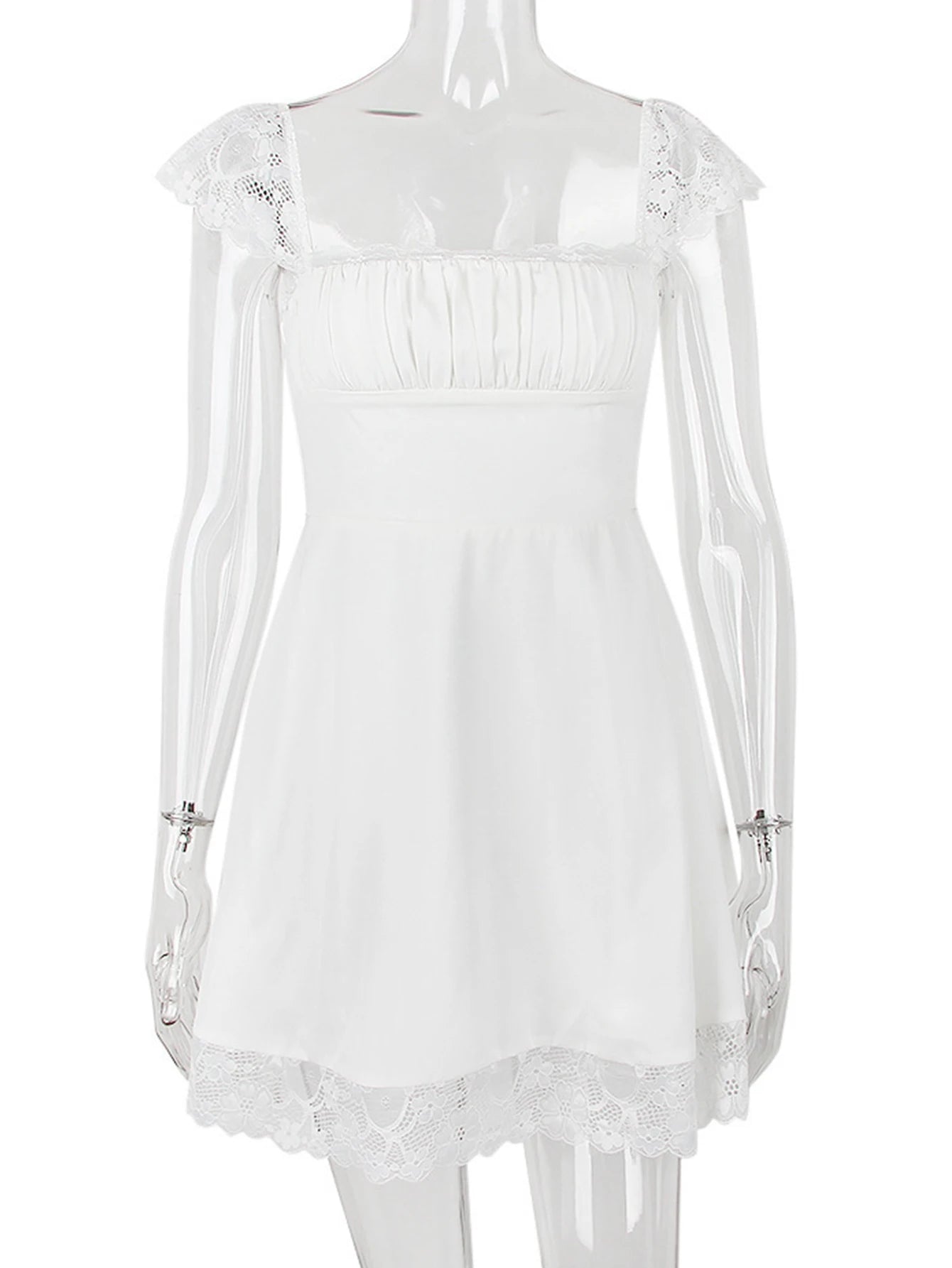 Annora Lace-Trim Backless A-Line Mini Dress