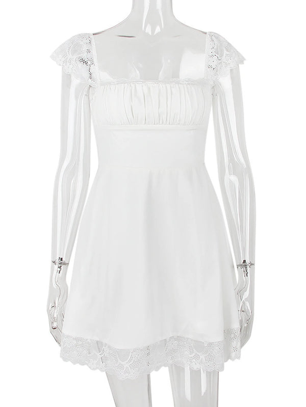 Annora Lace-Trim Backless A-Line Mini Dress