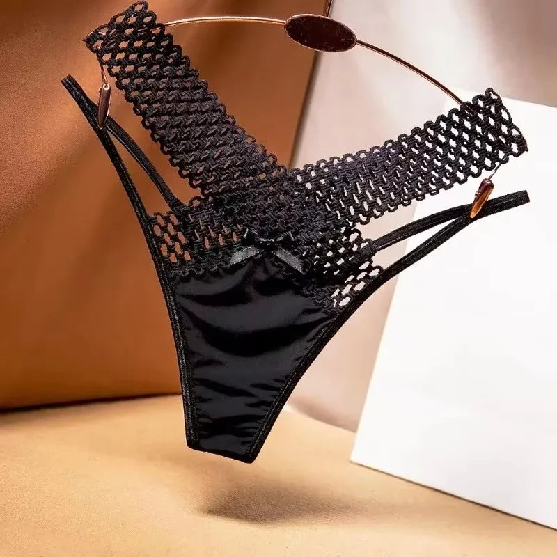 Calista Cross-Strap Ribbon Thong Lingerie One-piece