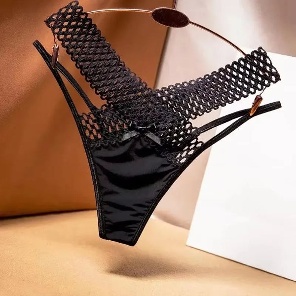 Calista Cross-Strap Ribbon Thong Lingerie One-piece