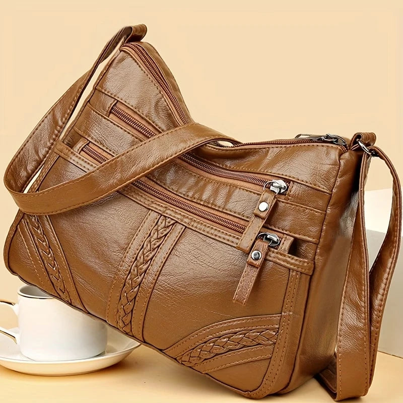 Stylish Multi-color Quilted Crossbody Bag, Women's Soft Leather Shoulder Purse with Adjustable Strap, Ideal for Everyday Main image
