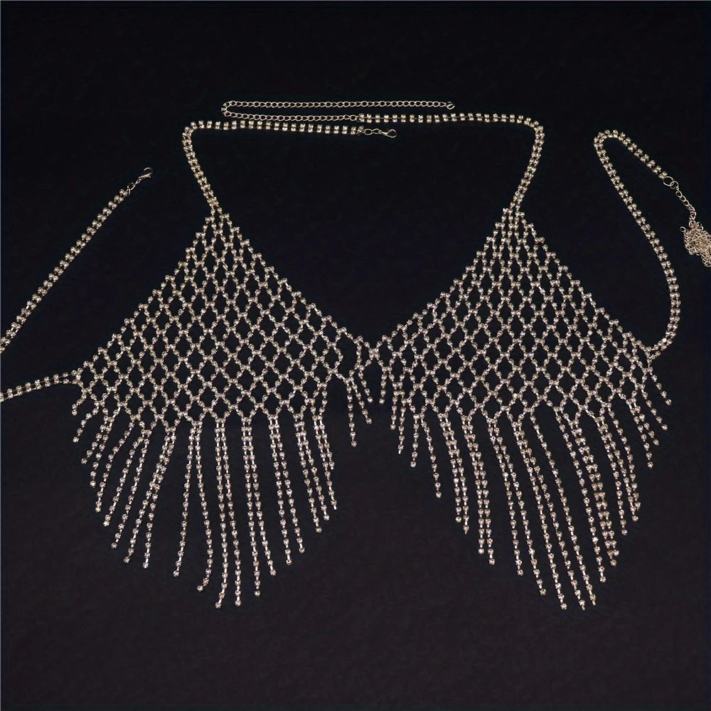 Sexy Shiny Mesh Crystal Bra Chain Jewelry Women's Luxury Shiny Nightclub Party Rhinestone Bra Chain Jewelry Accessories