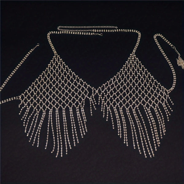 Sexy Shiny Mesh Crystal Bra Chain Jewelry Women's Luxury Shiny Nightclub Party Rhinestone Bra Chain Jewelry Accessories