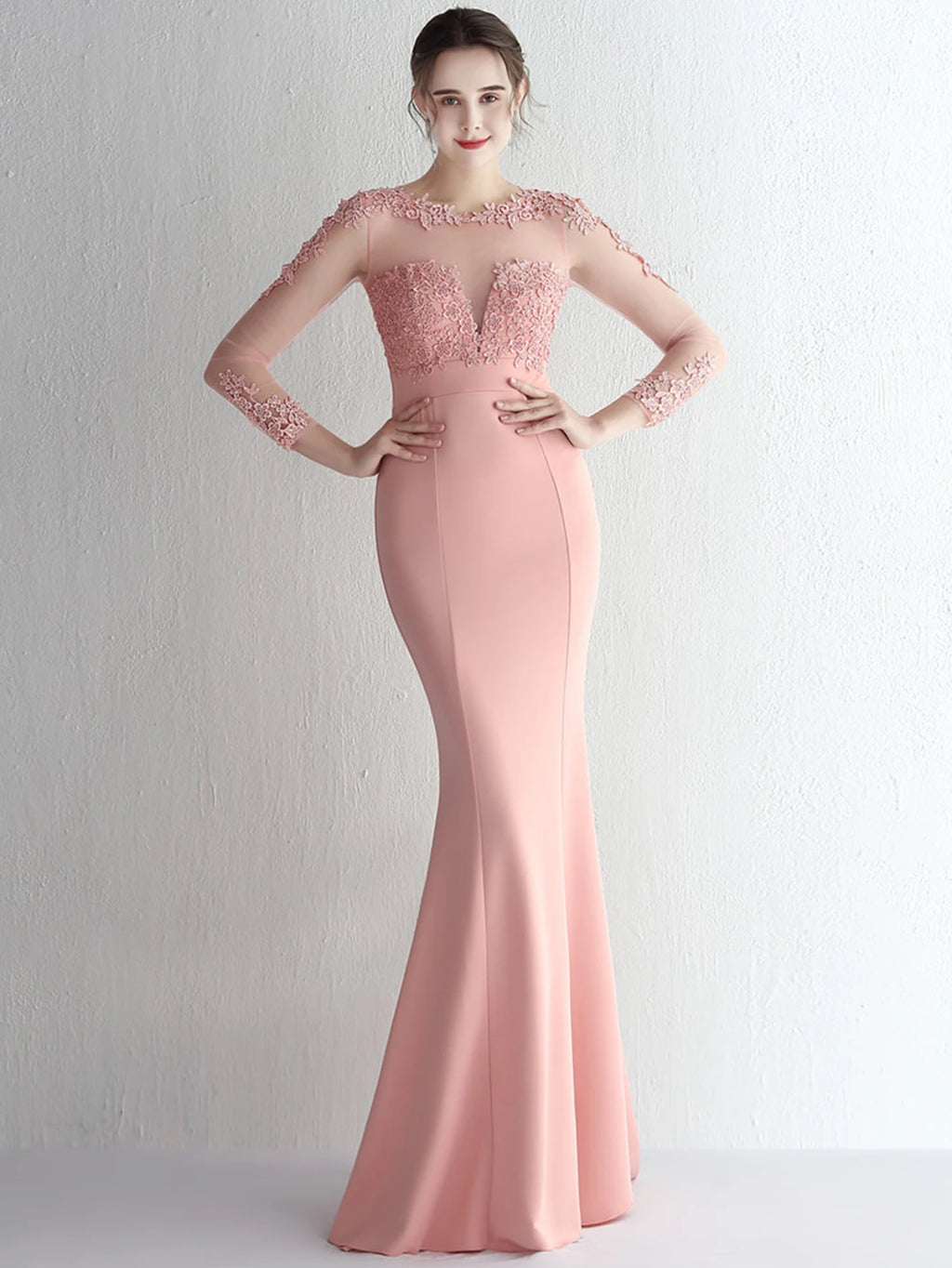 Valentina Rhinestone Sheer-Mesh Mermaid Maxi Dress