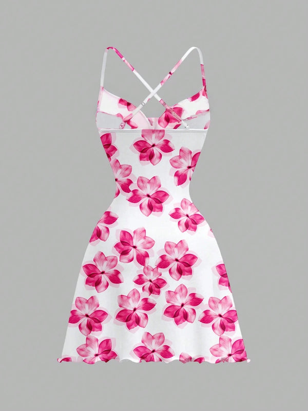Amara Floral Off-Shoulder Backless A-Line Mini Dress