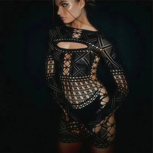 Raven Lace-Up Spaghetti-Strap Bodycon Mini Dress