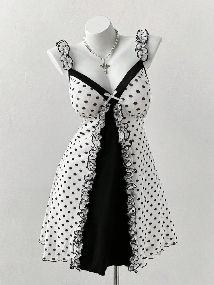 Rosalie Plus-Size Polka Dot Bow Mini Dress