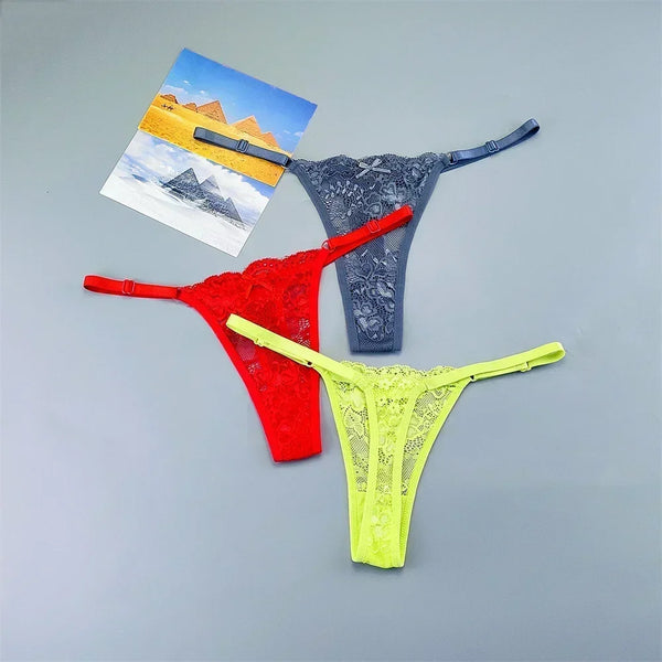 Celestine Adjustable Lace Thong Pack Lingerie 3-piece