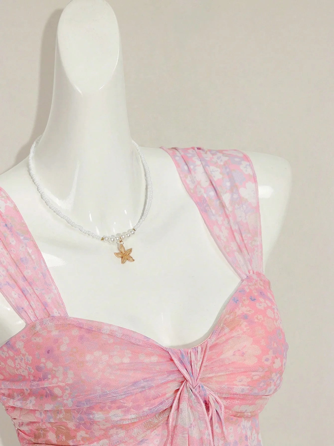 Poppy V-Neck Bow Sheer Camisole Crop Top One-piece