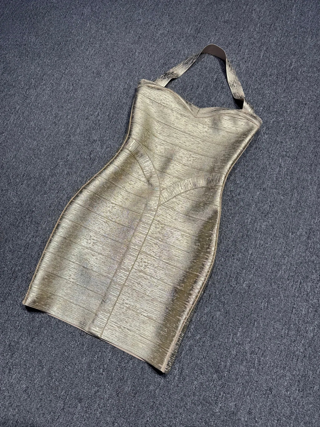 Clemence Metallic Gold Bandage Bodycon Mini Dress
