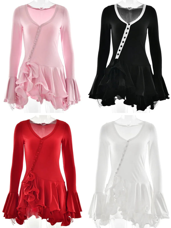 Rhea Asymmetrical Ruffle Dress Collection