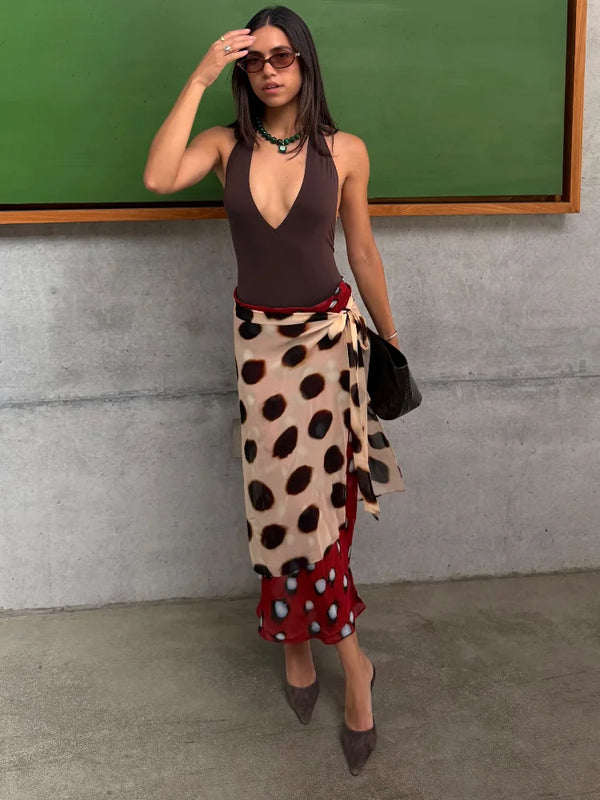 Marlowe Animal Print Wrap Midi Skirt One-piece