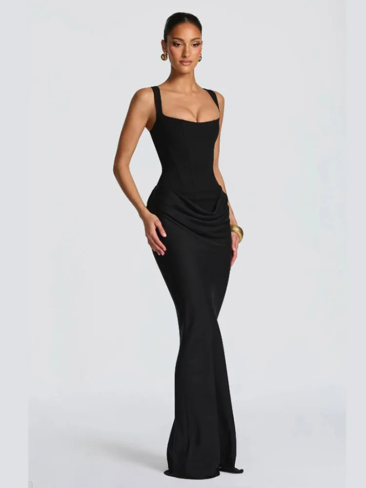 Marisol Strapless Pleated Split Maxi Dress