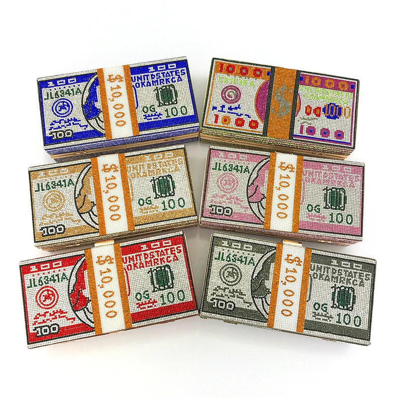 Odessa Crystal Money-Stack Box Clutch