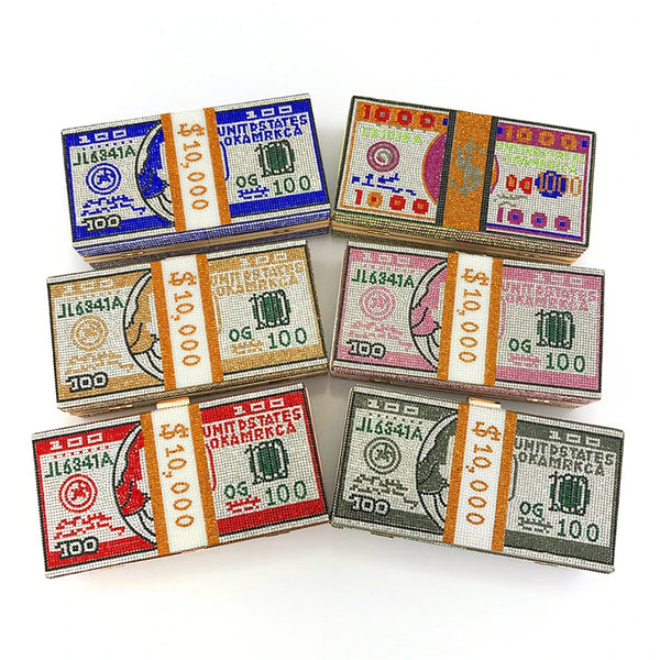 Odessa Crystal Money-Stack Box Clutch