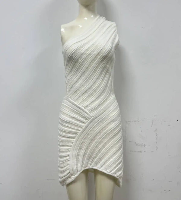 Saffron One-Shoulder Cutout Knit Mini Dress