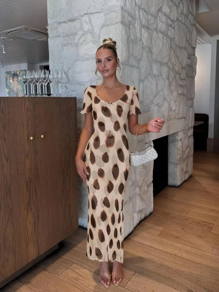 Camille Polka-Dot Chiffon Midi Dress